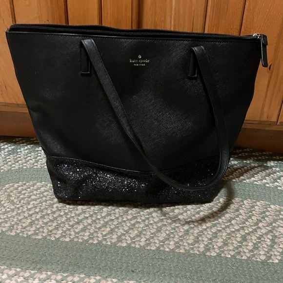 Kate Spade Greta Court Black and Glitter Tote - Picture 2 of 6